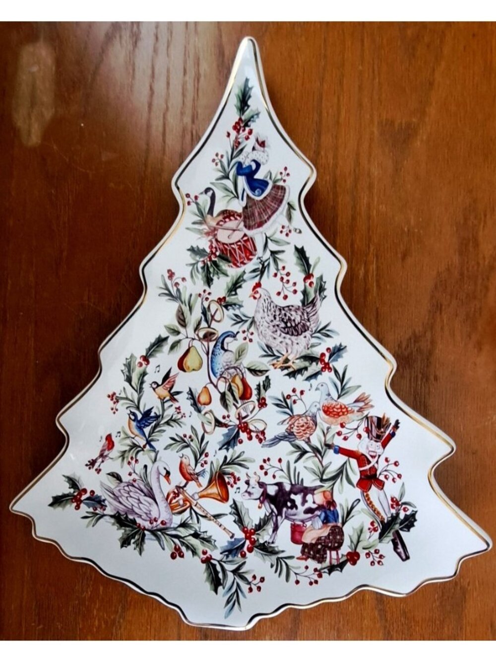 Pottery Barn 12 Days Of Christmas Serving Platter Tree Shape New No Box